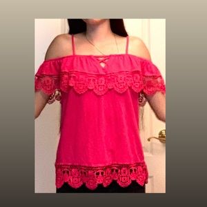 pink off the shoulder top